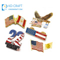 Échantillon gratuit sur mesure en métal doux émail dur plaqué argent épinglette drapeau américain usa avec différentes tailles